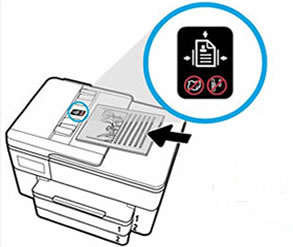 Loading a document into the ADF, following the guide on the printer