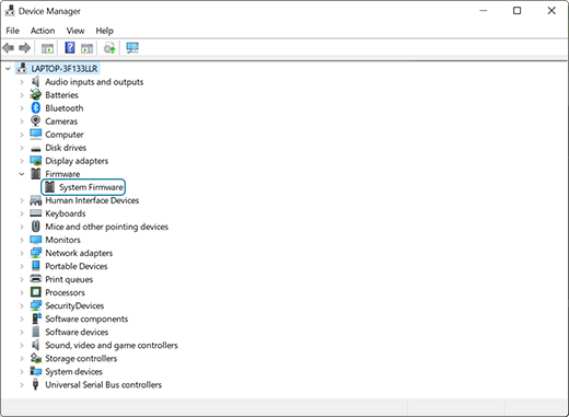 Example of a component in Device Manager