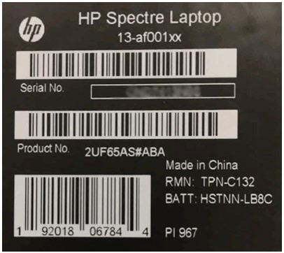 Identification label on the shipping box