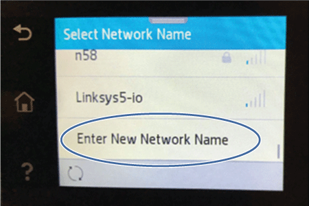 Touch Enter New Network Name