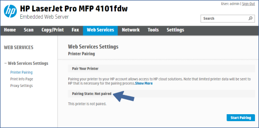 Pairing State shows Not paired