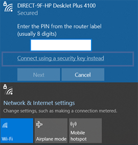 Connect using a security key instead option