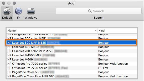 Printer Kind is Bonjour