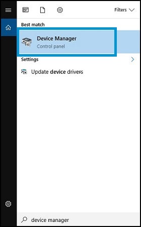 Device Manager menu item