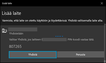 Bluetooth-laitteen PIN-koodin kirjoittaminen