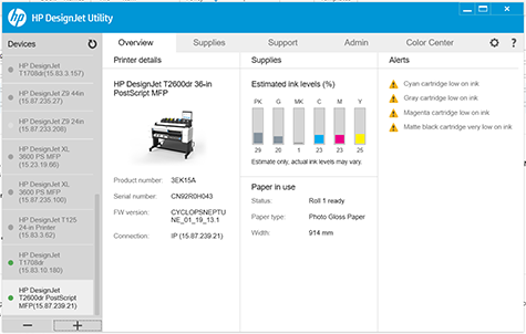 hp printer utility mac