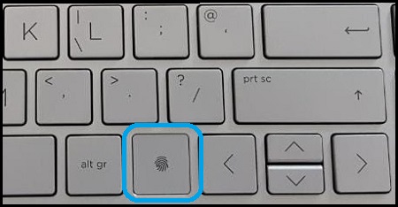 Fingerprint reader located on the keyboard