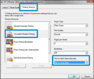 Two-sided printing shortcut in Windows