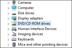 Device Manager DVD/CD-ROM drives