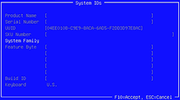 Меню System IDs (Идентификаторы системы) в служебной программе настройки BIOS компьютера