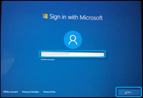 Metin alanı vurgulu ve İleri seçili iken Microsoft ile oturum açma ekranı