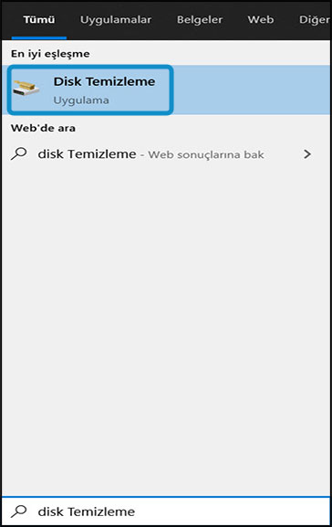 Windows'ta Disk Temizleme aracını arama