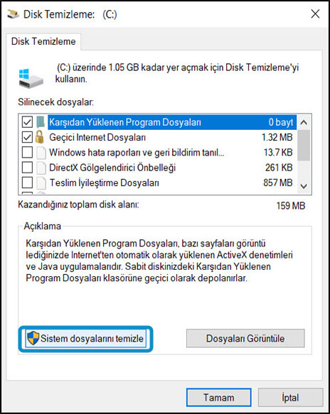 Sistem dosyalarını temizleme