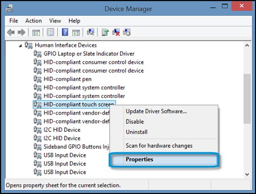 HID-compliant touch screen Properties