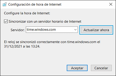 Sincronizar con un best sale servidor horario de internet