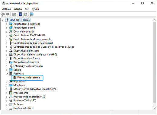 Ejemplo de un componente en el Administrador de dispositivos