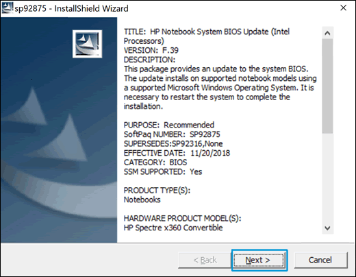 Clicking Next in the InstallShield Wizard