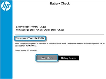 Example of a passed Battery Check