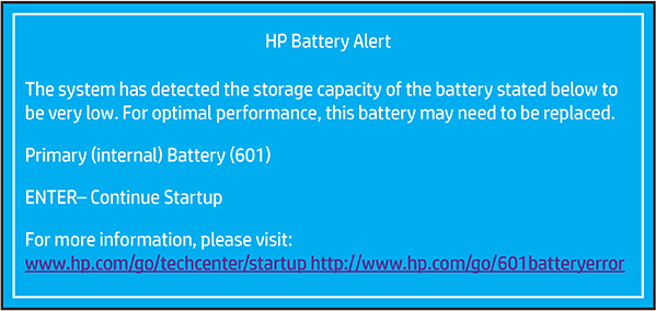 Identificación del error de alerta de batería HP más antiguo