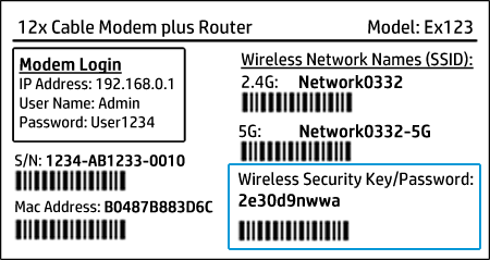 hp deskjet 2540 default wireless password