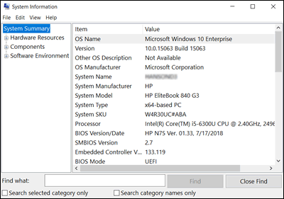 Открытие окна Сведения о системе Windows