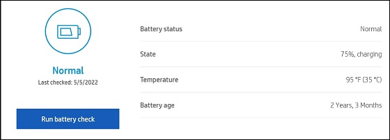 Run battery check page