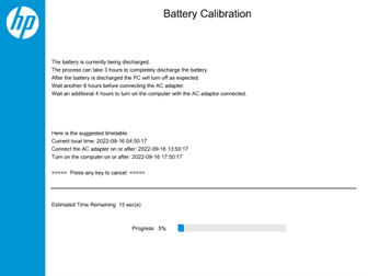 Battery Calibration screen