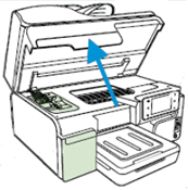 Opening the lid to access the printheads