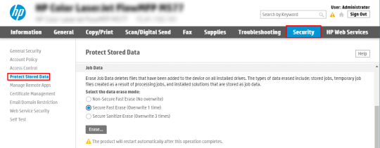 Job Data for printers with a hard disk drive (HP FutureSmart 4 and 5)