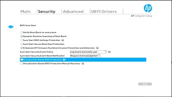 Clearing the Virtualization Based BIOS Protection check box