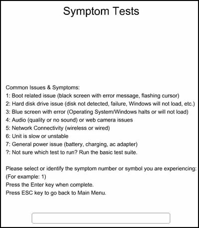 All Symptom Tests displayed