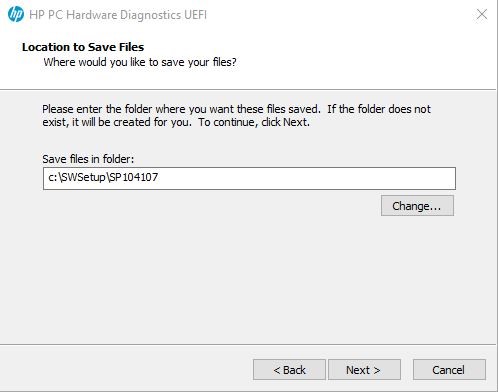 Location to save files for HP PC Hardware Diagnostics UEFI installation