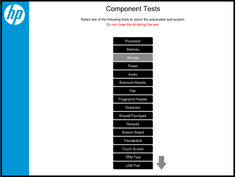 Laptop HP - Run component hardware tests (UEFI)