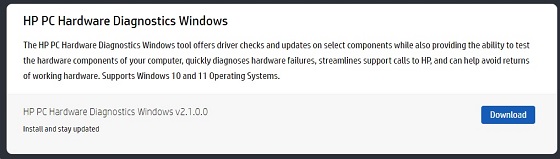 Загрузка Windows средств диагностики оборудования HP PC Hardware Diagnostics