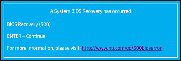 Identifying the BIOS Recovery Error (500)