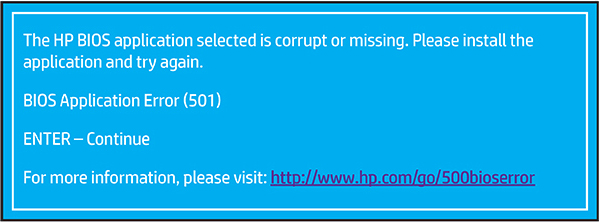 Identifying the BIOS Application Error (501)