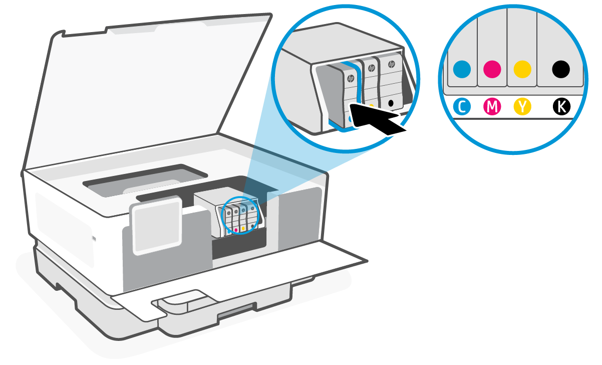 Принтеры HP OfficeJet Pro 9110 – Замена чернильного картриджа | Служба ...