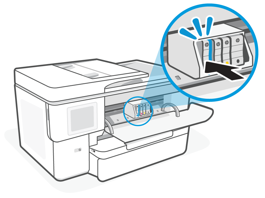HP OfficeJet Pro 9720 printers Een inktcartridge vervangen HP
