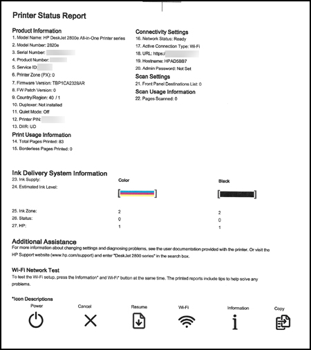 Hp Deskjet 2800 4200 4900 Printers Printing Self Test Pages Hp® Support 6607