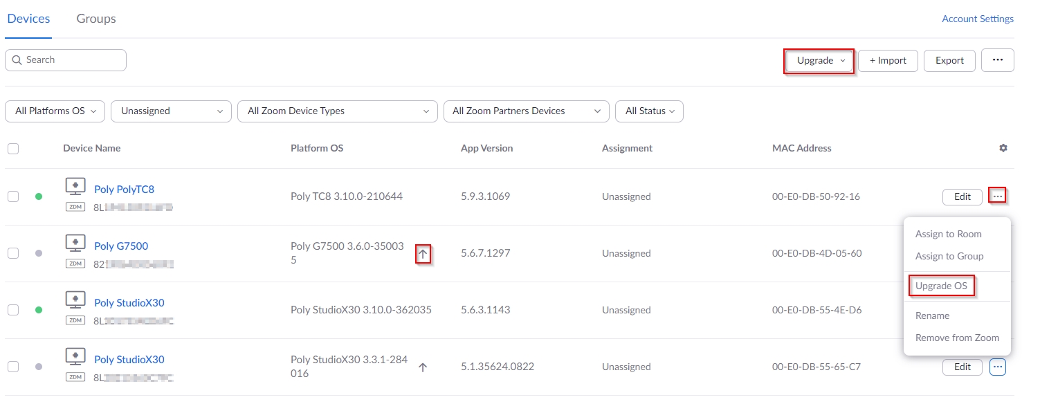 Update Zoom room application undefined