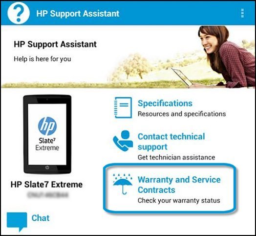 Warranty and Service Contracts in the HP Support Assistant app