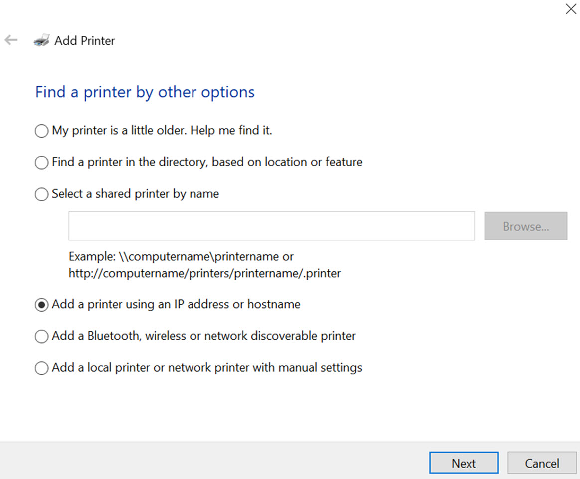 Select add IPP; TCP/IP.