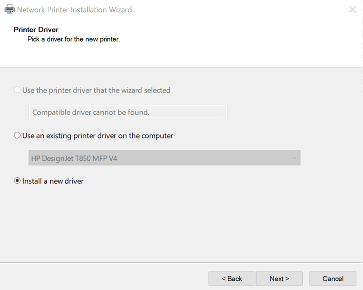 Select install a new driver.