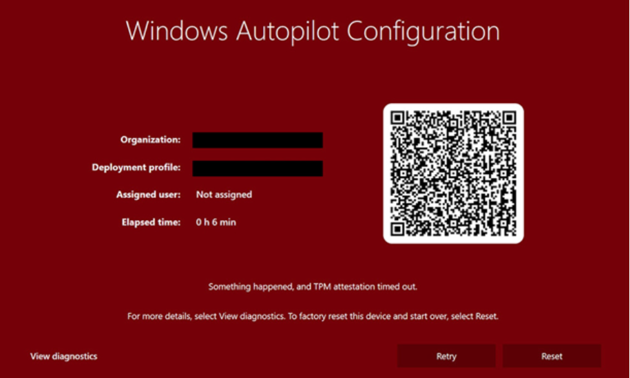 HP 法人向けノートブック PC Microsoft Autopilotの事前プロビジョニング中にTPM構成証明がタイムアウトすることが