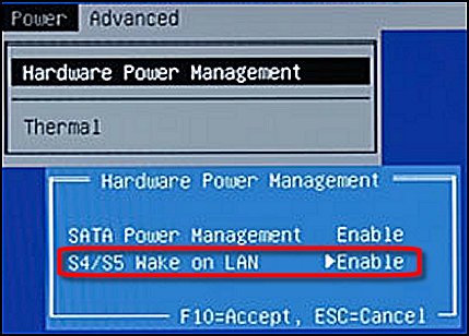 Enabling S4/S5 Wake on LAN