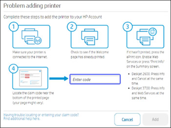 Using the HP printer claim code | HP® Customer Support