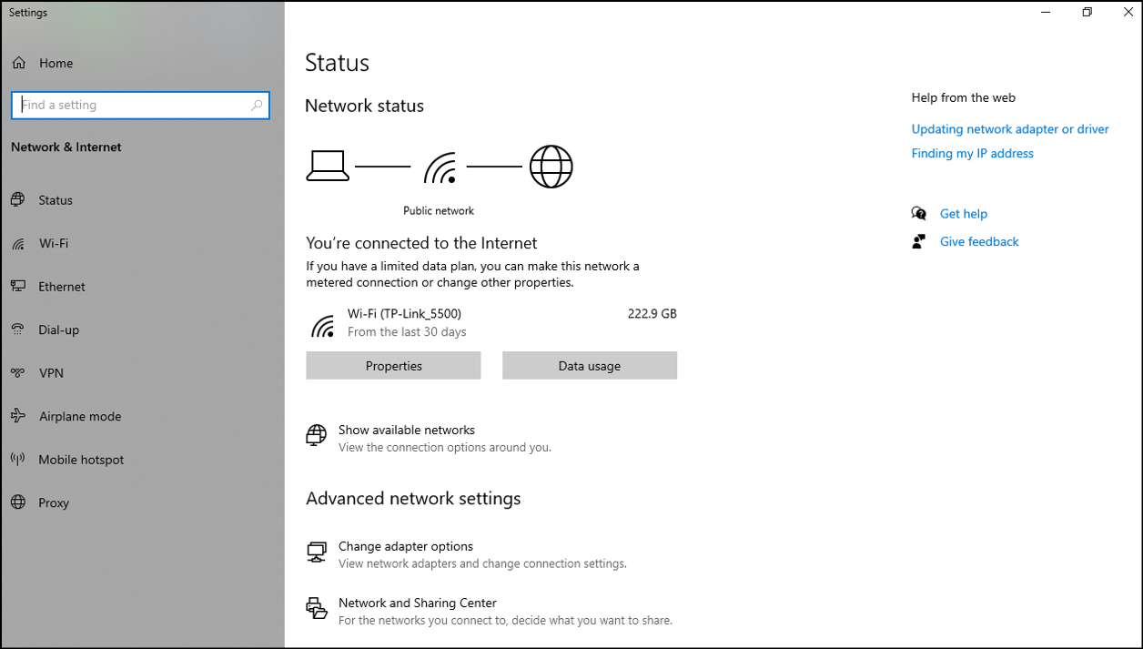 Network and Sharing Center