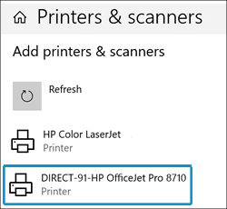 HP printer setup (Wi-Fi Direct)