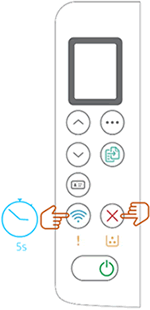 Pressing the wireless and cancel buttons