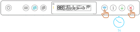 Pressing the wireless and cancel buttons for 5 seconds